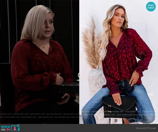 Under The Stars Blouse by Vici worn by Maxie Jones (Kirsten Storms) on General Hospital