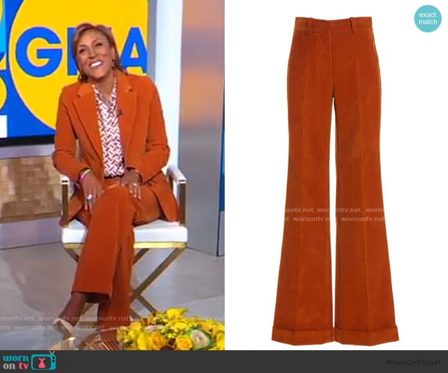 WornOnTV: Robin’s orange corduroy suit on Good Morning America | Robin ...