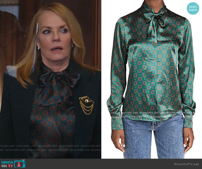 Tie Neck Silk Shirt by Victoria Beckham worn by Lisa Benner (Marg Helgenberger) on All Rise