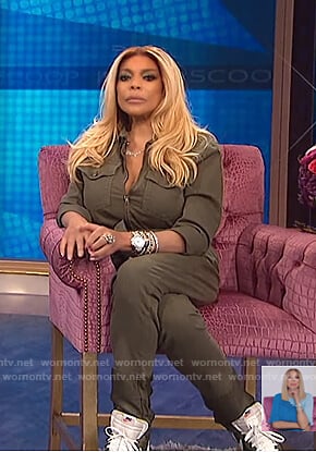 Wendy’s green utility jumpsuit on The Wendy Williams Show