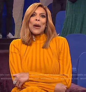 Wendy’s orange ribbed dress on The Wendy Williams Show