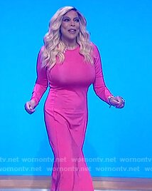 Wendy’s pink bodycon dress with slit on The Wendy Williams Show