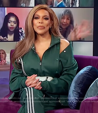 Wendy's green track jacket and pants on The Wendy Williams Show
