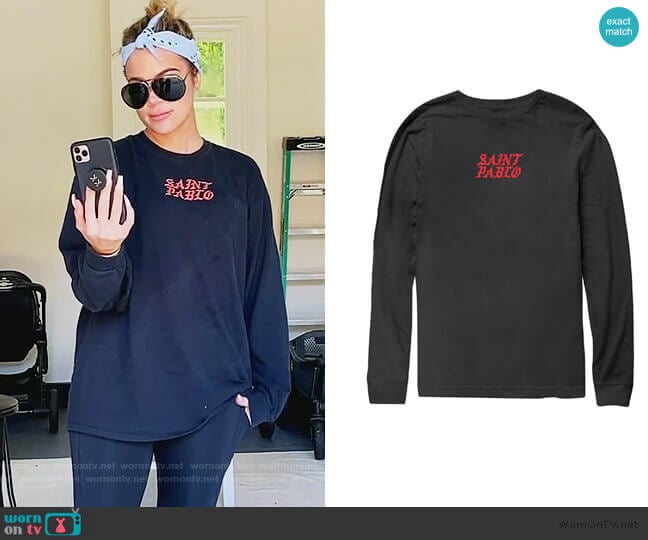 WornOnTV: Khloe's black cross print long sleeve tee on Keeping Up with the  Kardashians, Khloe Kardashian