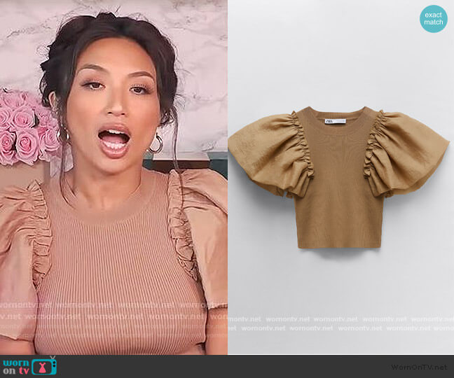 Combination Knit Top by Zara worn by Jeannie Mai  on The Real