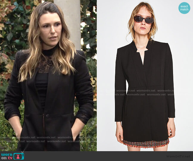 Inverted Lapels Frock Coat by Zara worn by Chloe Mitchell (Elizabeth Hendrickson) on The Young & the Restless