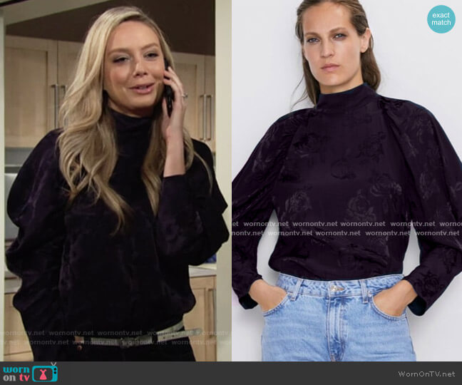 Zara Puff Sleeve Top worn by Abby Newman (Melissa Ordway) on The Young & the Restless