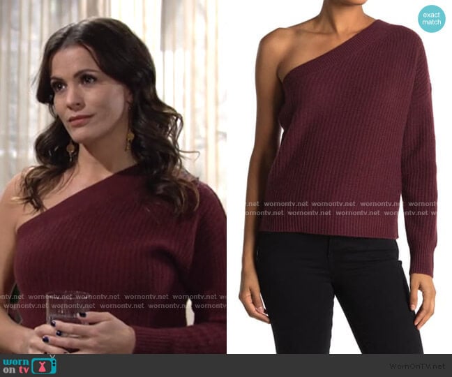 Lena One Shoulder Sweater by 360 Cashmere worn by Chelsea Lawson (Melissa Claire Egan) on The Young and the Restless