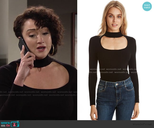 Cut Out Mock Neck Top by 525 America worn by Maria DiDomenico on The Young and the Restless