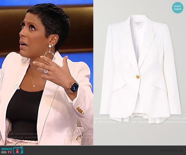 Wool-twill peplum blazer by Alexander McQueen worn by Tamron Hall on Tamron Hall Show