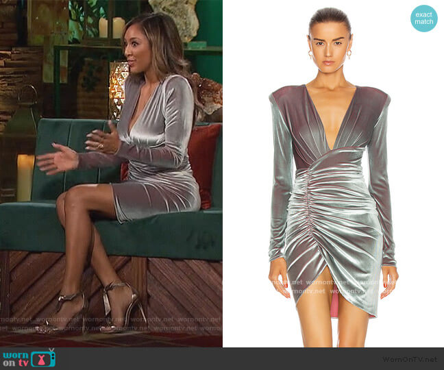 Velvet Ruched Mini Dress by Alexandre Vauthier worn by Tayshia Adams  on The Bachelorette