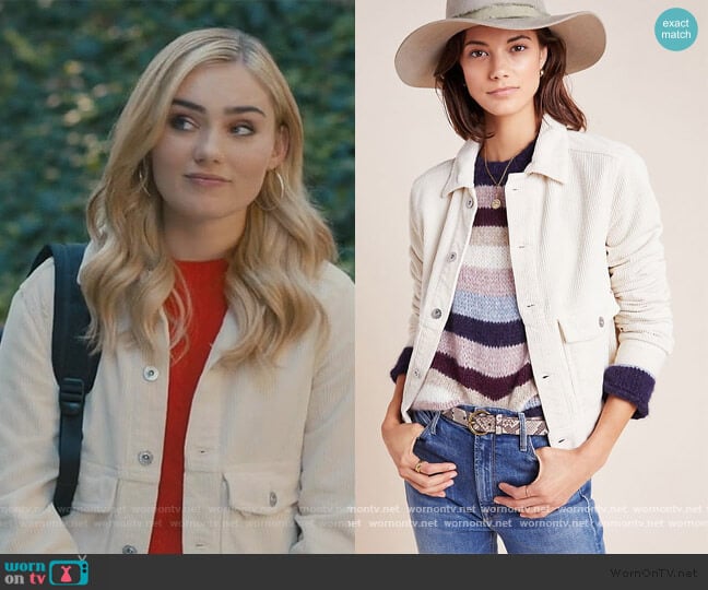 The Evonne Corduroy Trucker Jacket by AG Jeans at Anthropologie worn by Taylor Otto (Meg Donnelly) on American Housewife