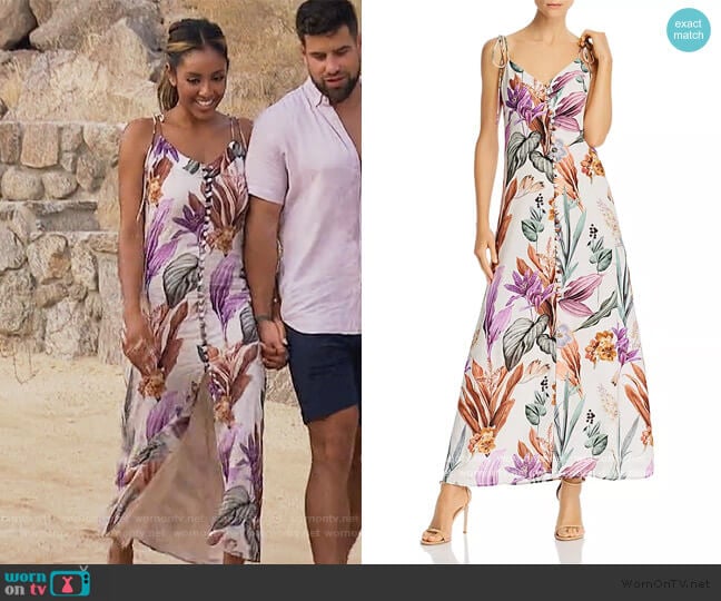 Varadero Cotton Floral-Print Dress by Atelier 1756 worn by Tayshia Adams on The Bachelorette