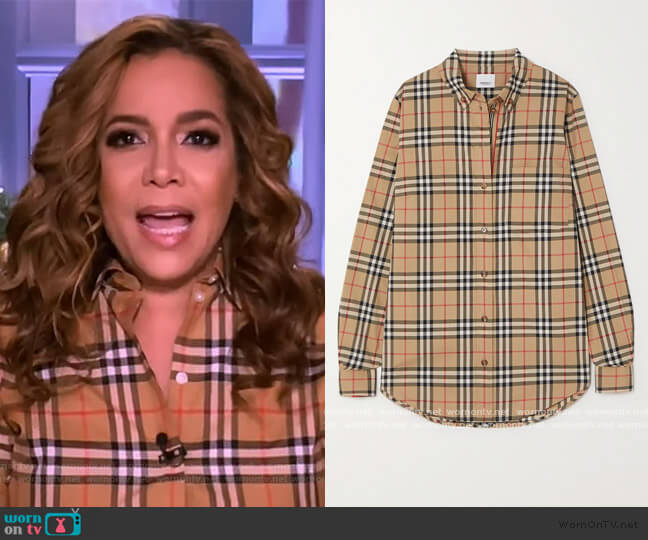 Checked cotton-blend shirt by Burberry worn by Sunny Hostin on The View