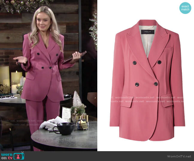 Derek Lam Cady Double-Breasted Blazer worn by Abby Newman (Melissa Ordway) on The Young and the Restless