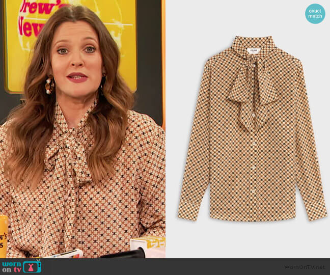 Loose Shirt in Printed Crepe de Chine by Celine worn by Drew Barrymore on The Drew Barrymore Show