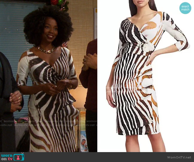 Florien Zebra Print Dress by Chiara Boni La Petite Robe worn by Valerie Grant (Vanessa Williams) on Days of our Lives