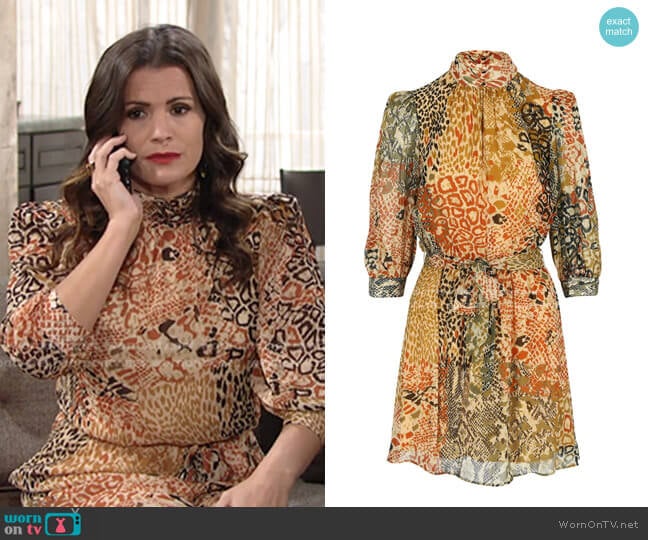 Autumn Colored Mock Neck Dress by Dream Catcher worn by Chelsea Lawson (Melissa Claire Egan) on The Young and the Restless