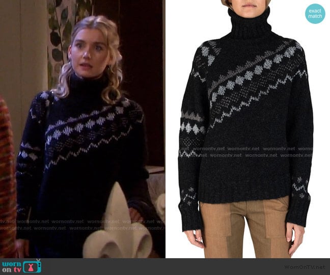 Grammer Diagonal Fair Isle Sweater by Derek Lam 10 Crosby worn by Claire Brady (Isabel Durant ) on Days of our Lives