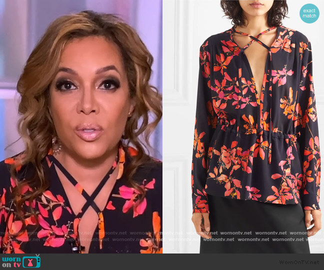 WornOnTV: Sunny’s floral lace-up blouse on The View | Sunny Hostin ...