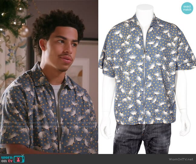 Printed Zip Shirt by Dsquared2 worn by Andre Johnson Jr (Marcus Scribner) on Black-ish