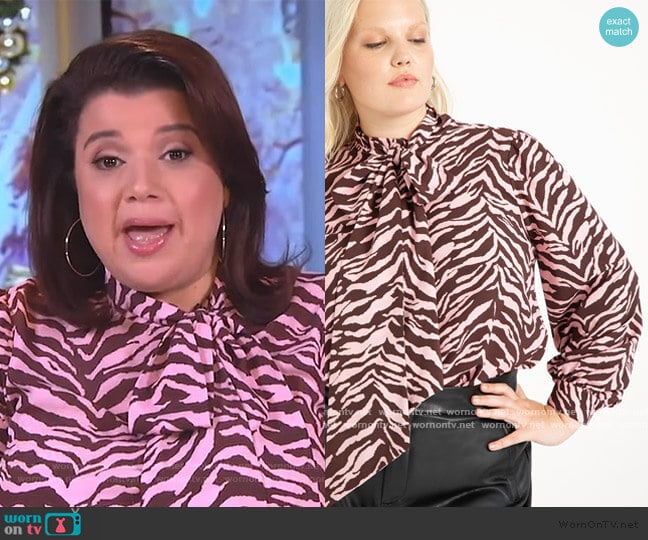 Printed Blouse with Tie Neck by Eloquii worn by Ana Navarro on The View