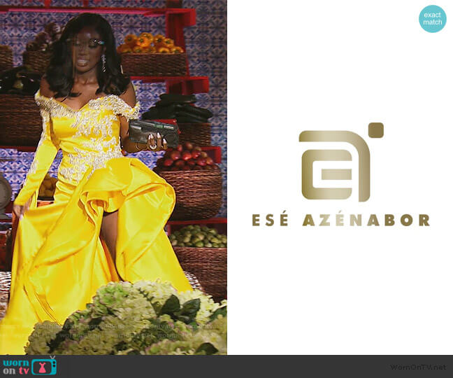 Custom Dress by Ese Azenabor worn by Wendy Osefo  on The Real Housewives of Potomac