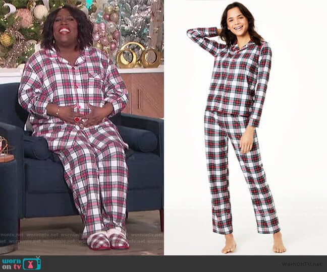 Stewart Plaid Pajama Set by Family Pajamas worn by Sheryl Underwood on The Talk