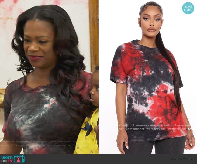 Come Through Tie Dye Top by Fashion Nova worn by Kandi Burruss on The Real Housewives of Atlanta