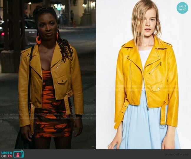 Faux Leather Jacket by Zara worn by Veronica Fisher (Shanola Hampton) on Shameless