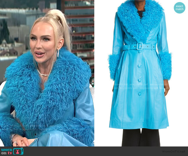 WornOnTV: Christine Quinn’s blue shearling trim coat on E! News Daily ...