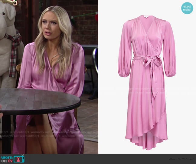 Aggie Waist Tie Wrap Dress by Ghost worn by Abby Newman (Melissa Ordway) on The Young and the Restless