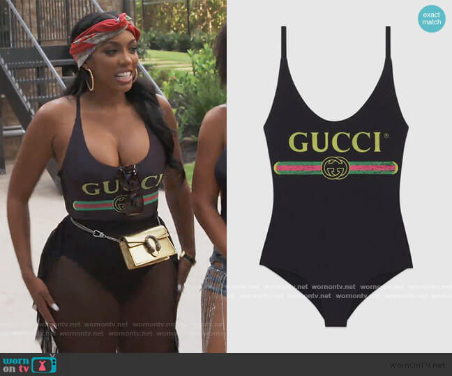 Logo Print Swimsuit by Gucci worn by Porsha Williams on The Real Housewives of Atlanta