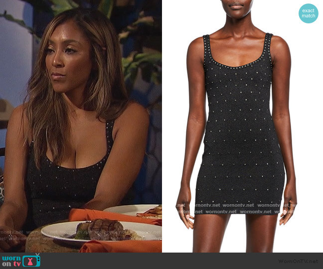 Studded Shimmered Bodycon Dress by Herve Leger worn by Tayshia Adams on The Bachelorette