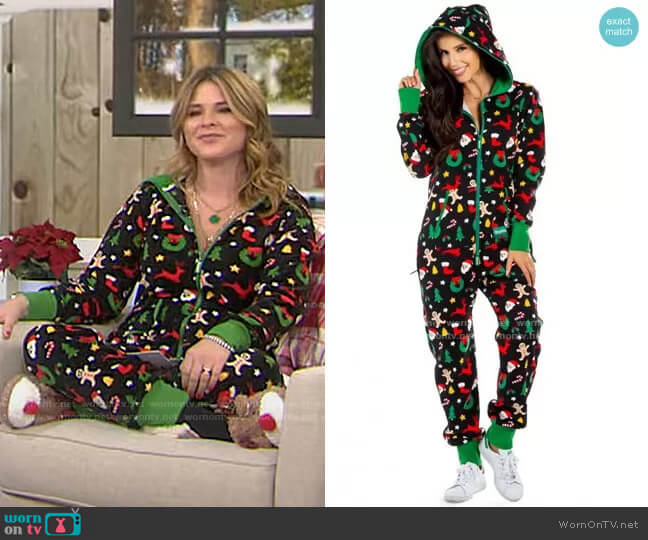 Holiday Cookie Cutter Adult Jumpsuit by Tipsy Elves worn by Jenna Bush Hager on Today