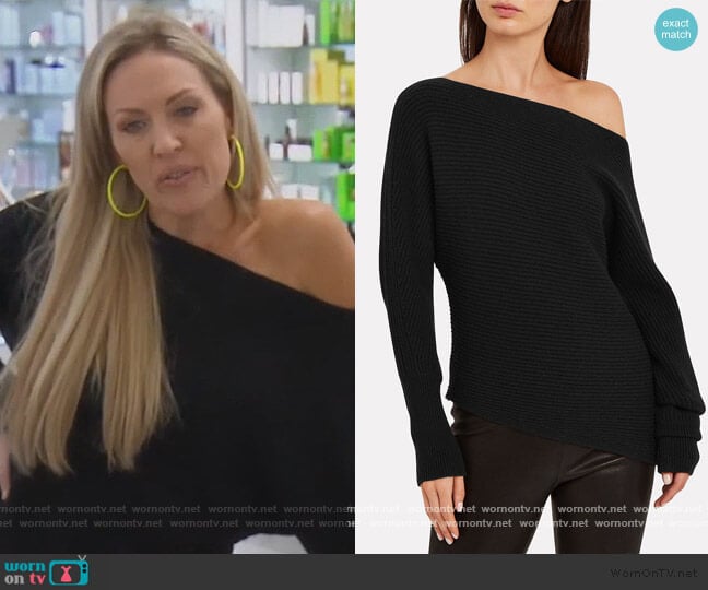 Jacqueline Off-The-Shoulder Sweater by Intermix worn by Braunwyn Windham-Burke on The Real Housewives of Orange County