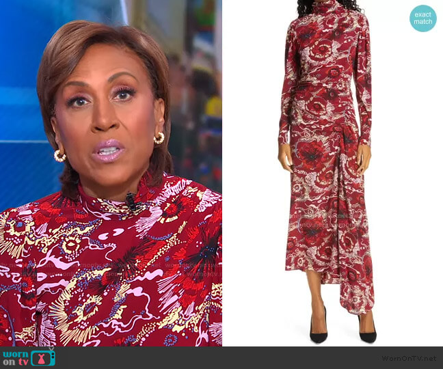 Isabella Floral Asymmetrical Maxi Dress by A.L.C. worn by Robin Roberts on Good Morning America