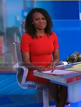 Janai’s red bow sleeve dress on Good Morning America