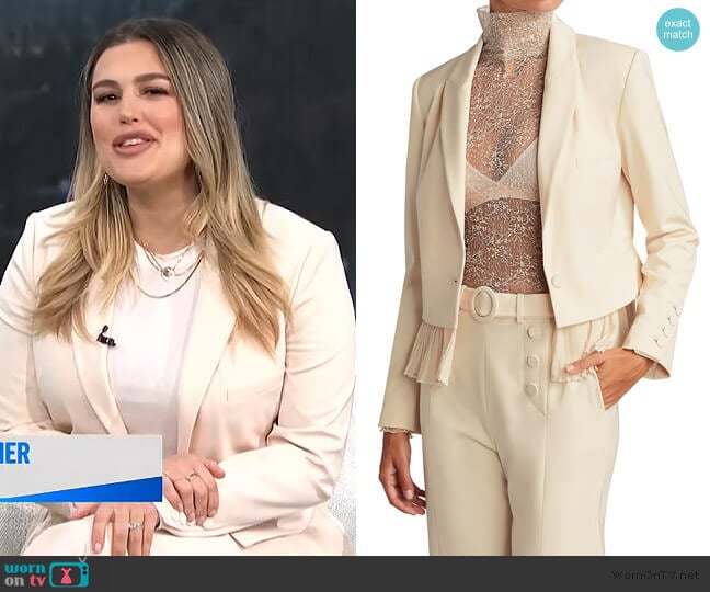 Claired Pleated Hem Cropped Blazer by Jonathan Simkhai worn by Carissa Loethen Culiner on E! News