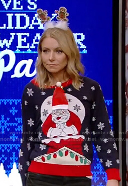 Kelly’s ugly Christmas sweater on Live with Kelly and Ryan