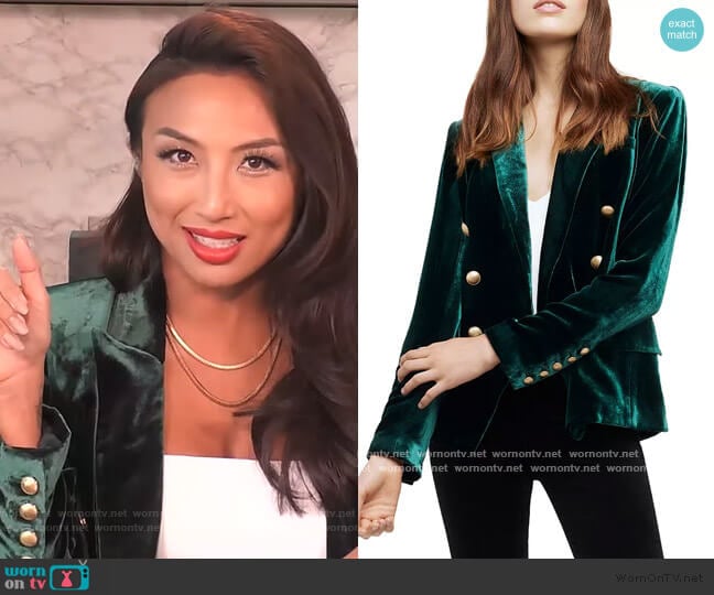 Kenzie Velvet Blazer by L'Agence worn by Jeannie Mai on The Real