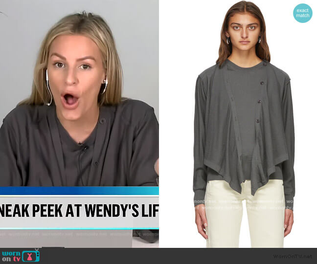 Grey Merino Cardigan Sweater by Lemaire worn by Morgan Stewart on E! News