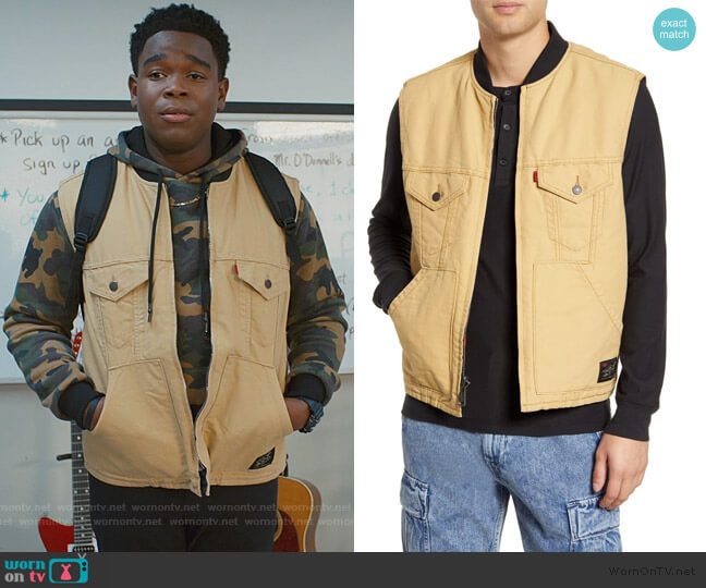 x Justin Timberlake Reversible Vest by Levis worn by DeVante (Dexter Darden) on Saved By The Bell