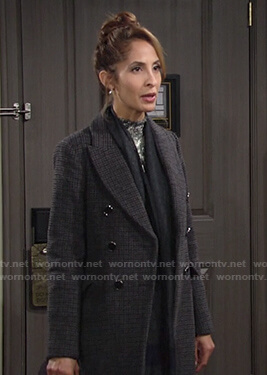 Lily’s grey plaid coat on The Young and the Restless