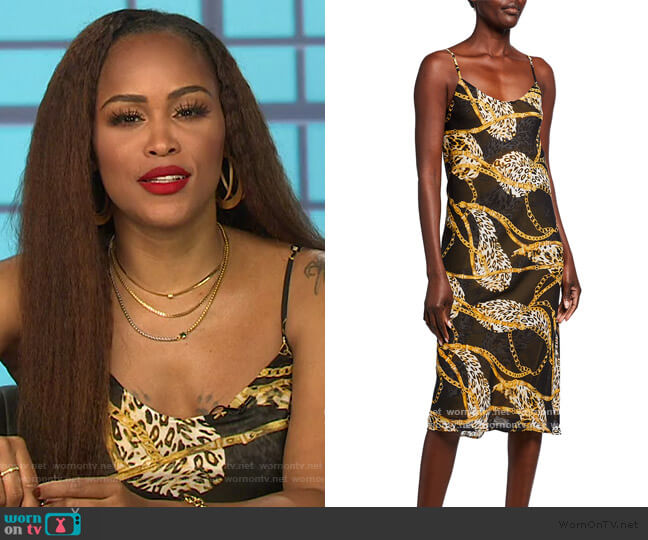 Reversible Animal & Chain Print Midi Slip Dress by Loyd/Ford worn by Eve on The Talk