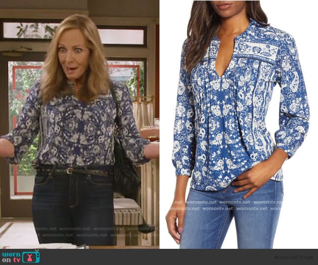 Paisley Print Peasant Blouse by Lucky Brand worn by Bonnie Plunkett (Allison Janney) on Mom