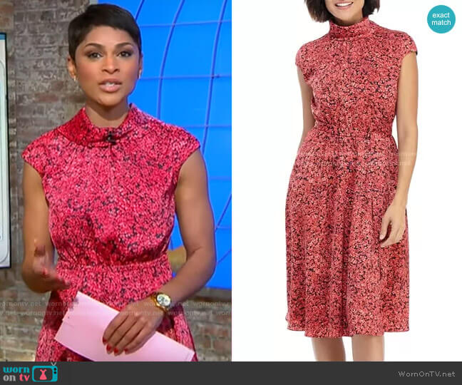 WornOnTV: Jericka Duncan’s red floral roll neck dress on CBS This ...