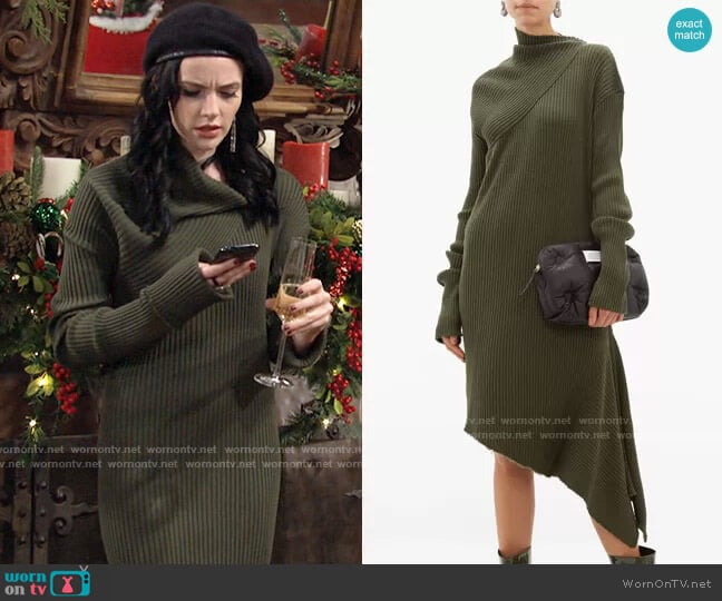 Asymmetric Ribbed Wool Dress by Marques' Almeida worn by Tessa Porter (Cait Fairbanks) on The Young and the Restless