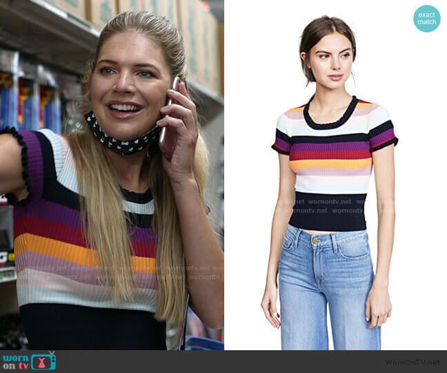 Nicolette Stripe Ribbed Top by Cinq a Sept worn by Tami Tamietti (Kate Miner) on Shameless