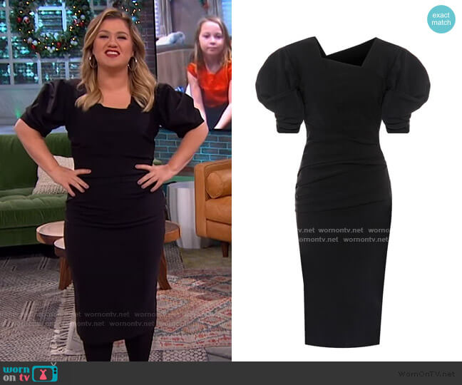 Onnora ruched Stretch-Crêpe Dress by Preen by Thornton Bregazzi worn by Kelly Clarkson  on The Kelly Clarkson Show